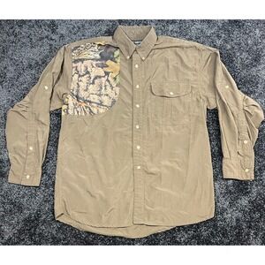 VTG Camo Ridge Mens Large Button Up Hunting Shirt Camouflage Outdoor *Small Flaw